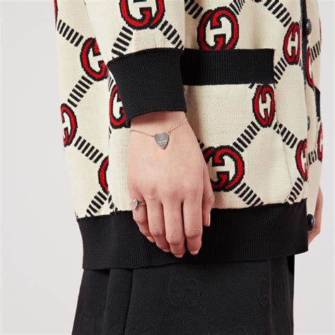 gucci trademark sterling silver heart bracelet